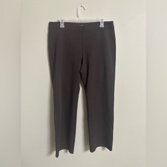 Eileen Fisher Graphite Stretch Crepe Slim Yoke Pants Size Large Petite Brown - Picture 1 of 6
